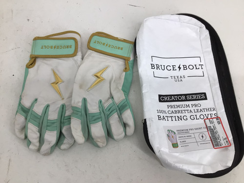 Used BRUCE BOLT PRO SHORT CUFF CREATOR SERIES BB/SB Batting Gloves White XL 11752-S000066045