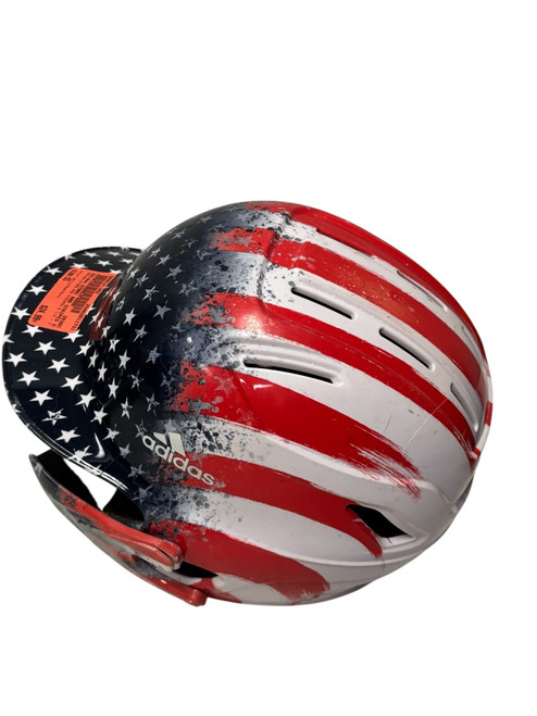 Used Adidas STARS AND STRIPES 6 1/2 - 7 1/8 Batting Helmet w/ Jaw Guard White/Red/Navy 11731-S000141292