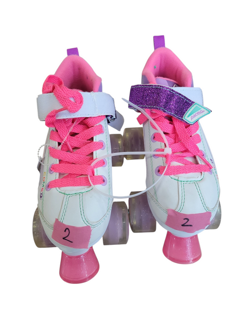Vist Large View of Product Image Which is Used Pacer COMET Junior Roller Quad Skates White Junior 02