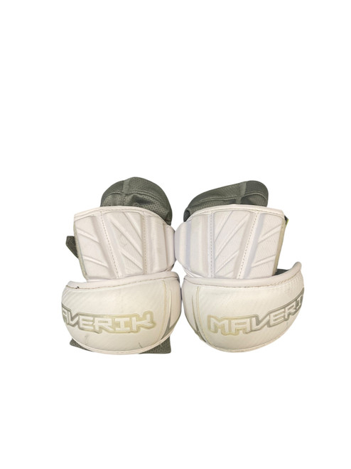 Vist Large View of Product Image Which is Used Warrior MAVERIK MAX Lacrosse Arm Pads/Guards White MD