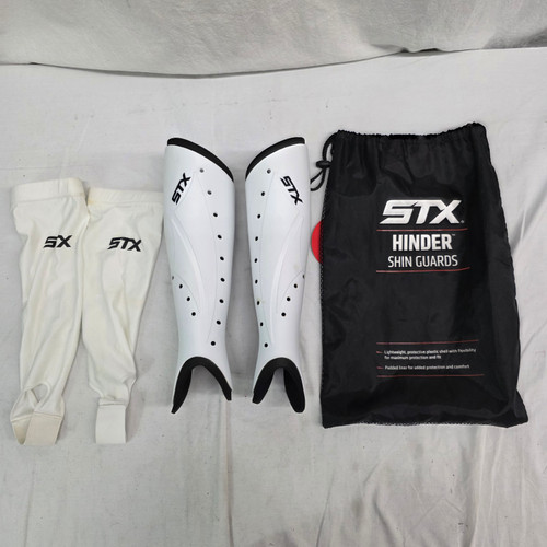 Vist Large View of Product Image Which is Used STX HINDER Senior Shin Guards White 12 1/2" 11651-S000360309