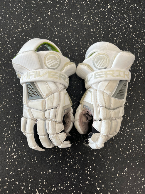 Used Maverik M5 Lacrosse Gloves Junior White 10" 11849-S000028934