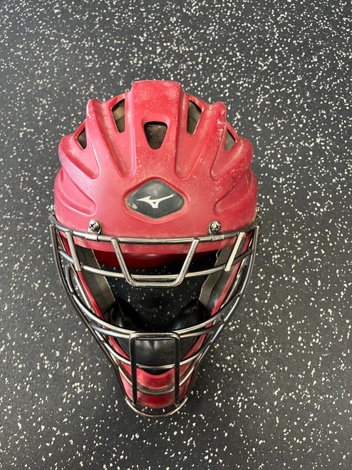 Used Mizuno SAMURAI Catchers Helmet w/Mask Red S/M 11849-S000028939