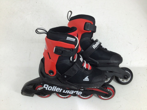 Used Rollerblade MICROBLADE JR 2-5 ADJUSTABLE SKATES Junior Roller Quad Skates Red Adjustable 11752-S000066339