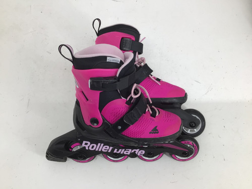 Used Rollerblade MICROBLADE JR 2-5 ADJUSTABLE SKATES Junior Roller Quad Skates Pink Adjustable 11752-S000066340