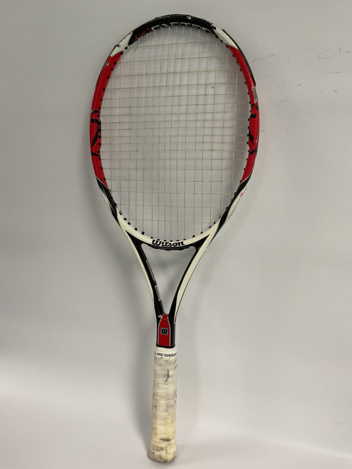 Vist Large View of Product Image Which is Used Wilson K FACTOR SIX.ONE Adult Tennis Racquet Red 4 1/4"