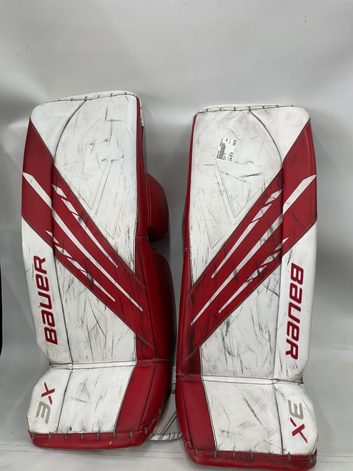 Vist Large View of Product Image Which is Used Bauer 3X Goalie Leg Pads Senior White 29"