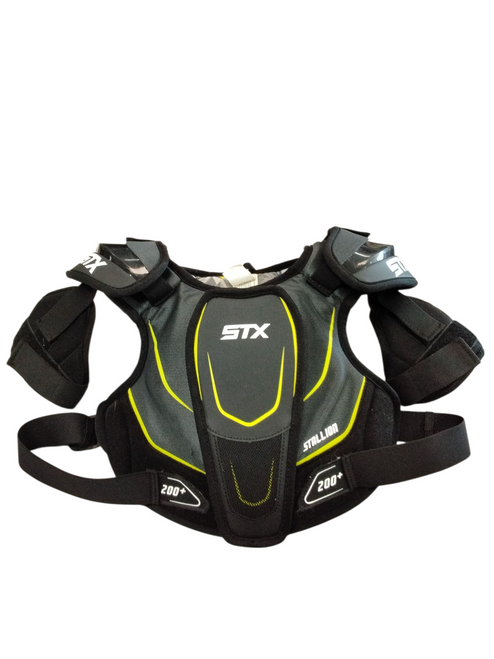Vist Large View of Product Image Which is Used STX STALLION 200+ Lacrosse Shoulder Pads Black LG
