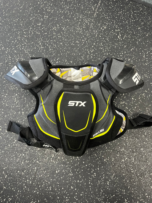Vist Large View of Product Image Which is Used STX 200+ Lacrosse Shoulder Pads Black MD