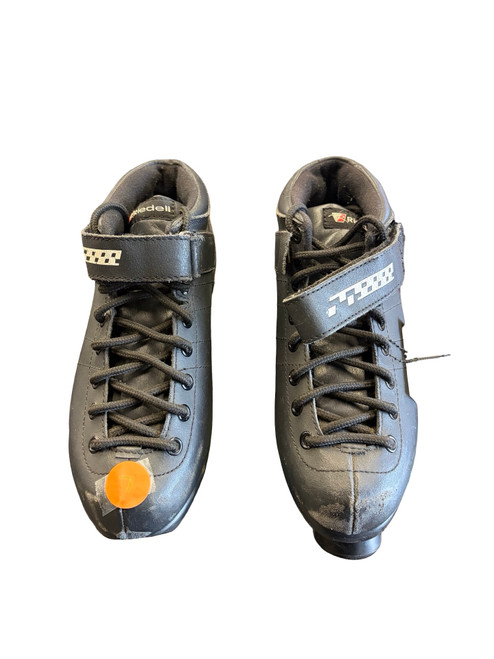 Vist Large View of Product Image Which is Used Riedell Carrera Quad Roller Skates Black Senior 7