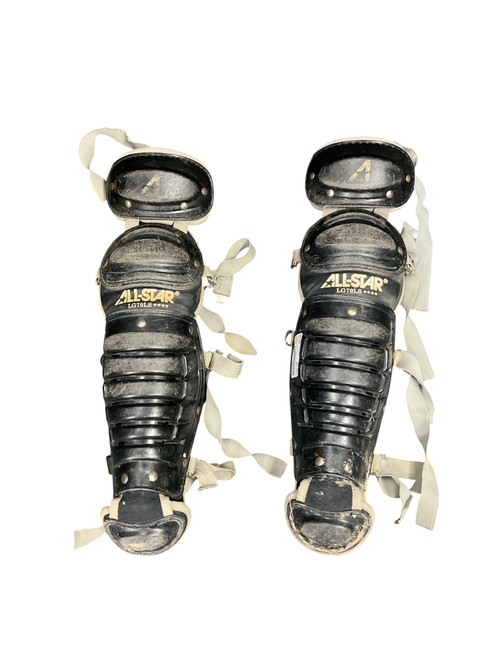 Used All Star LG79LS Catchers Leg Guards Black Youth 11477-S000200046