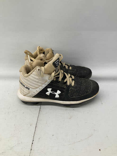 Vist Large View of Product Image Which is Used Under Armour BB/SB Cleats Black And White Junior 03.5