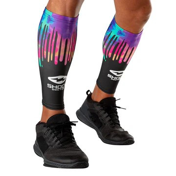Vist Large View of Product Image Which is New Shock Doctor Calf Sleeve- Youth Black Tie Dye Drip
