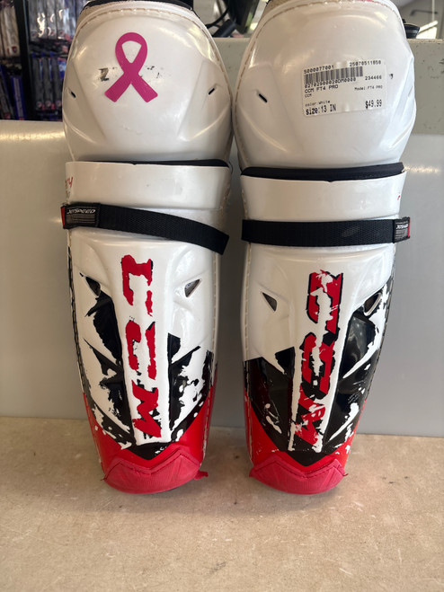 Used CCM FT4 PRO Intermediate Shin Guards White 13" 11858-S000077001