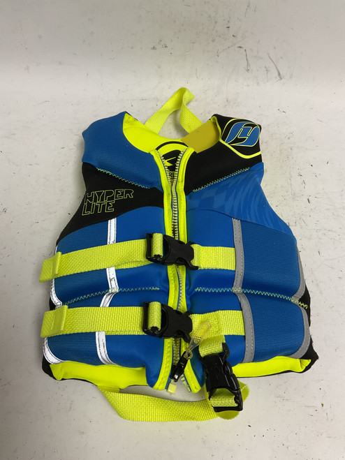 Used HYPERLITE WAKE CO 3237 Youth PFD Neon Green And Royal Blue Child 30-50 11855-S000187406