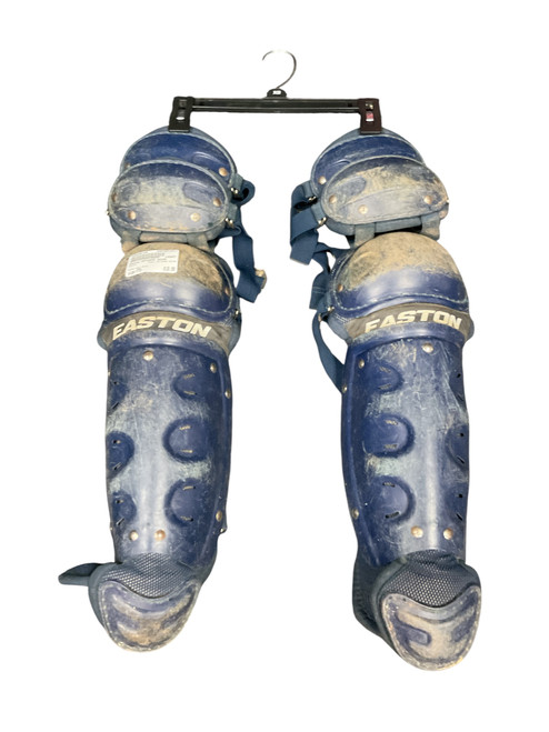 Used Easton CATCHERS SHINS Catchers Leg Guards Navy Blue Youth 11477-S000200126