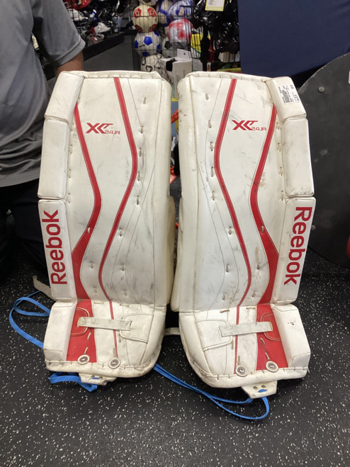 Used Reebok XT24 Goalie Leg Pads Junior Red And White 26" 11801-S000047641