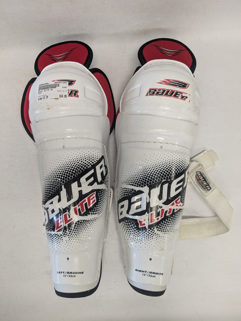 Vist Large View of Product Image Which is Used Bauer ELITE Junior Shin Guards White 13" 11821-S000025805