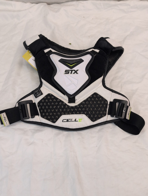 Vist Large View of Product Image Which is Used STX CELL V LINER Lacrosse Shoulder Pads White SM