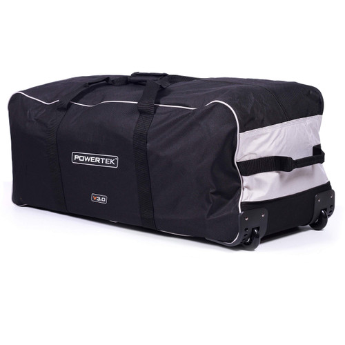 Vist Large View of Product Image Which is New Powertek V3 BASIC HOCKEY BAG 30 Jr Hockey Wheeled Black And White