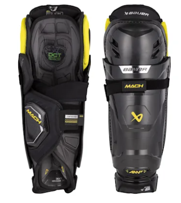 Vist Large View of Product Image Which is New Bauer Supreme Mach Hockey Shin Guards - Intermediate