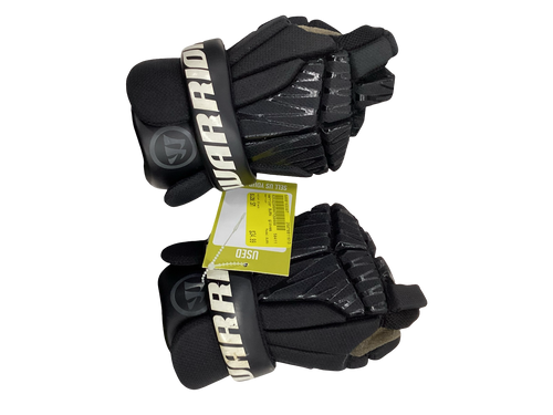 Used Warrior BURN Lacrosse Gloves Junior Black SM 11613-S000163307 Vist Large View of Product Image Which is Used Warrior BURN Lacrosse Gloves Junior Black SM