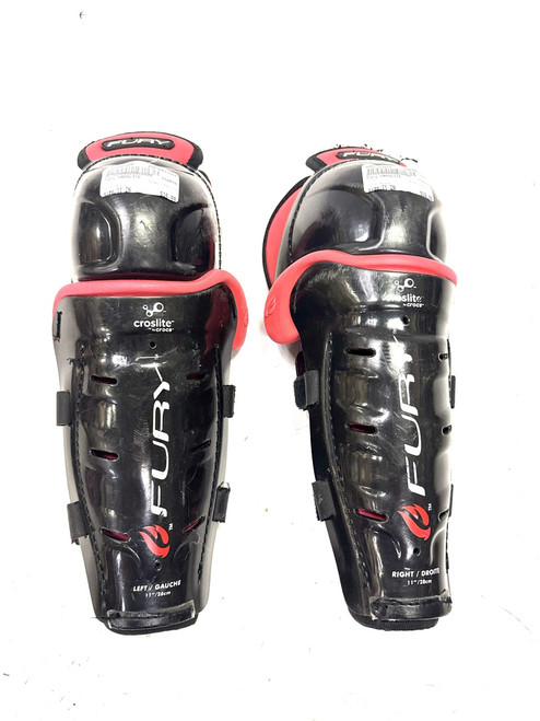 Vist Large View of Product Image Which is Used Fury CROSLITE Junior Shin Guards Black 11"