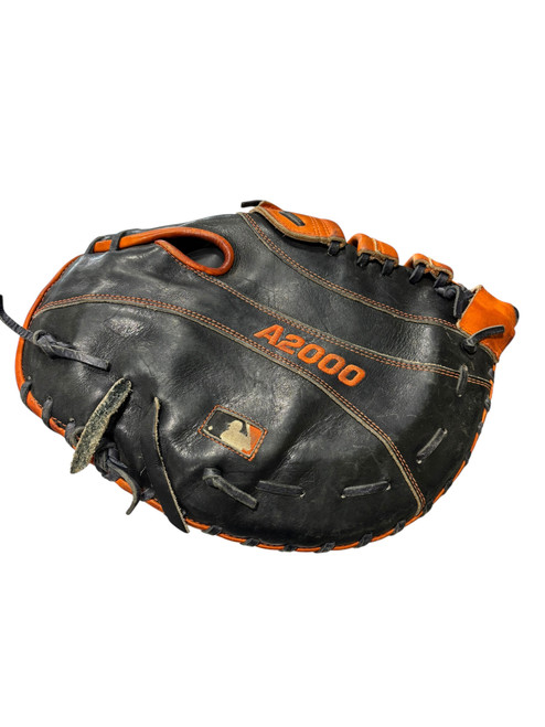 Vist Large View of Product Image Which is Used Wilson MC24GM BB/SB First Base LH Throw Black And Orange 12 3/4"