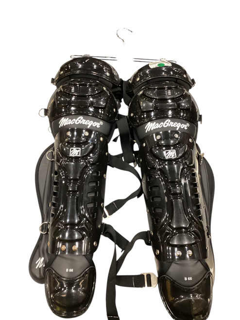 Vist Large View of Product Image Which is Used MacGregor BLACK SHINGUARDS Catchers Leg Guards Black Adult