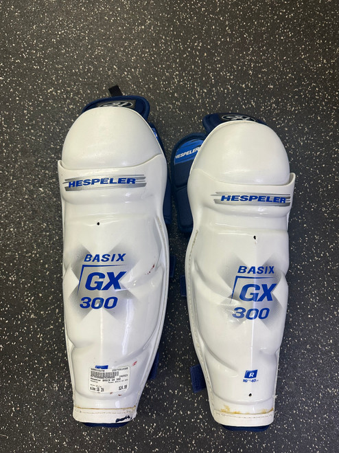 Vist Large View of Product Image Which is Used Hespeler BASIX GX 300 Senior Shin Guards White 16" 10589-S000415370