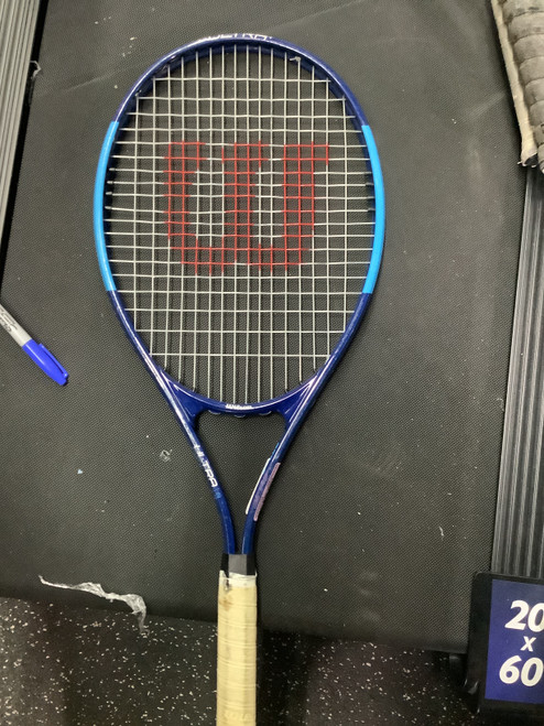 Vist Large View of Product Image Which is Used Wilson ULTRA POWER XL 112 Adult Tennis Racquet Navy Blue 4 3/8"