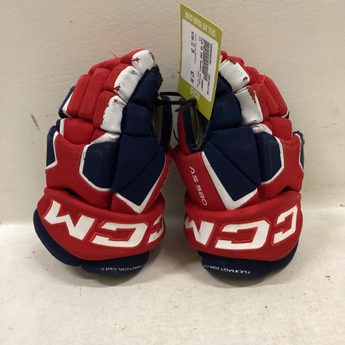 Vist Large View of Product Image Which is Used CCM AS 580 Senior Gloves White/Red/Navy 12" 11725-S000488392