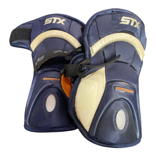 Vist Large View of Product Image Which is Used STX Lacrosse Arm Pads/Guards Navy Blue LG