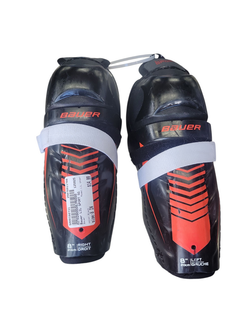 Used Bauer LIL SPORT Youth Shin Guards Black 8" 11708-S000180731