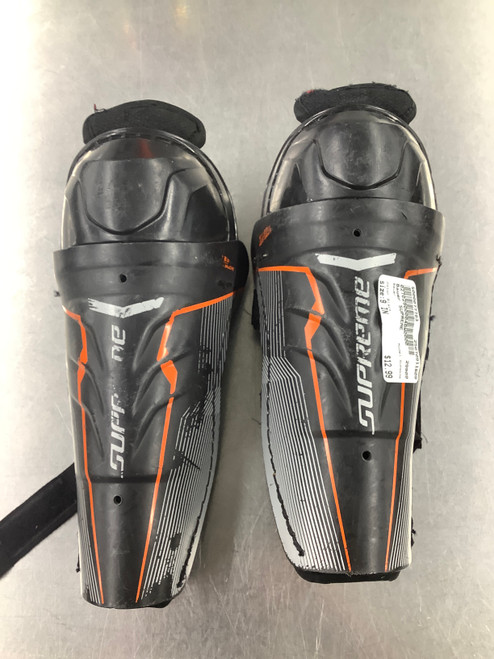 Vist Large View of Product Image Which is Used Bauer SUPREME Junior Shin Guards Black 9"