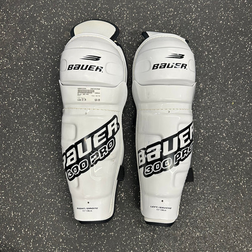 Used Bauer 300 PRO Senior Shin Guards White 15" 10589-S000415394