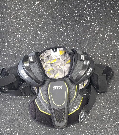 Vist Large View of Product Image Which is Used STX STALLION 200+ Lacrosse Shoulder Pads Black SM