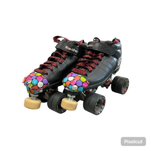 Vist Large View of Product Image Which is Used Riedell QUADS Senior Roller Quad Skates Black Senior 7