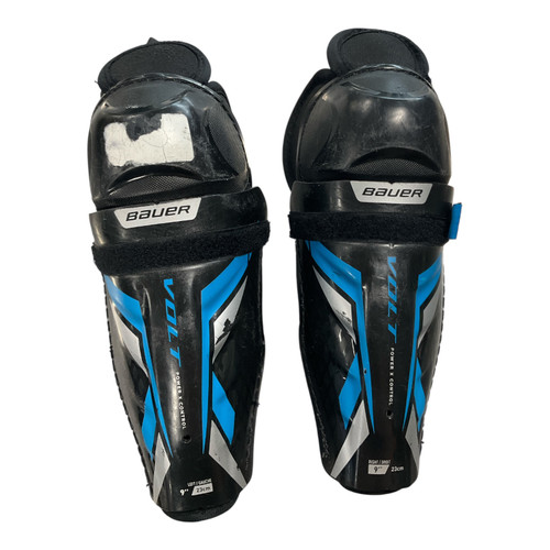 Used Bauer VOLT Youth Shin Guards Black 9" 11362-S000161231