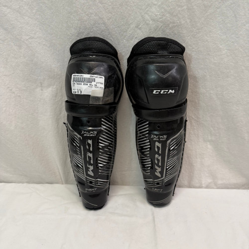 Vist Large View of Product Image Which is Used CCM TACKS 9550 Youth Shin Guards Black 9"