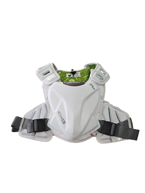 Vist Large View of Product Image Which is Used Maverik MAX EKG SP Lacrosse Shoulder Pads White LG