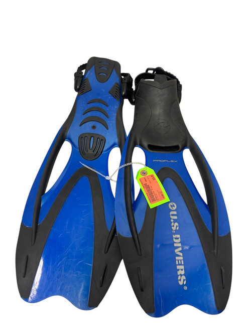 Used US Divers PROFLEX Size 4-7 Scuba Dive Fins Royal Blue Snorkel Fins SM 11731-S000143240