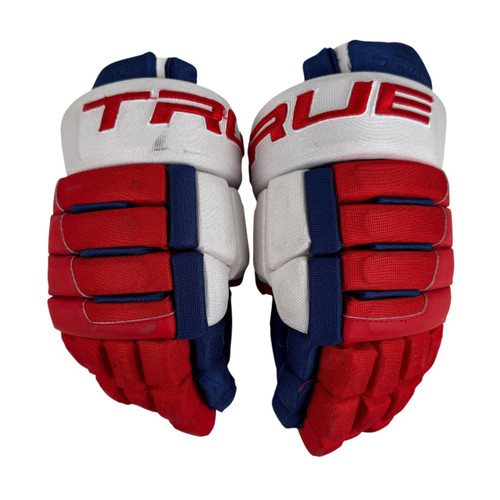Vist Large View of Product Image Which is Used True A6.0 Hockey Gloves White/Royal/Red 11"