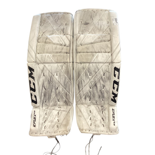 Vist Large View of Product Image Which is Used CCM EFLEX 5.9 Goalie Leg Pads Senior White 33" 11815-S000483027