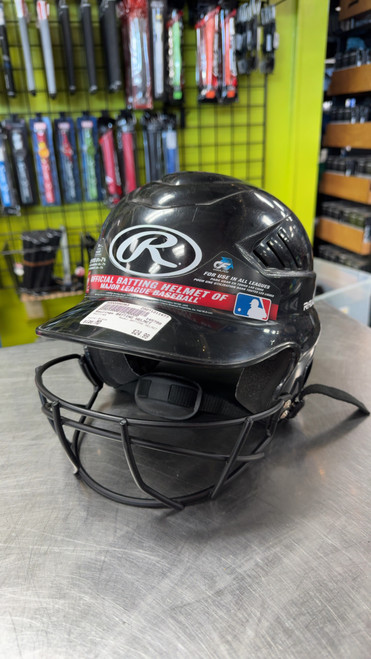 Vist Large View of Product Image Which is Used Rawlings BATTING HELMET Batting Helmet w/Mask Black MD