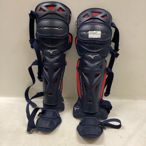 Used Mizuno SAMURAI BLUE/RED Catchers Leg Guards Navy Blue And Red Junior 11725-S000488665
