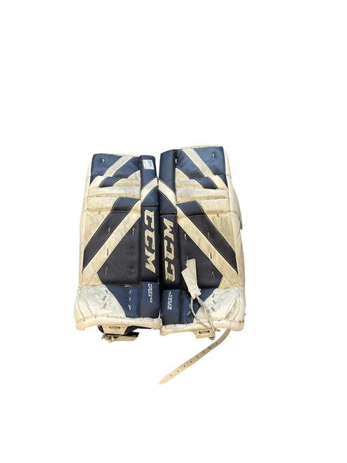Used CCM EFLEX 5.5 Goalie Leg Pads Junior White And Navy Blue 26" 11814-S000375557