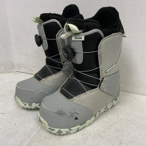 Used Burton ZIPLINE BOA Boys Snowboard Boots Grey Junior 06 11762-S000066006