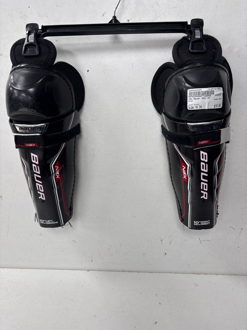 Vist Large View of Product Image Which is Used Bauer NSX Junior Shin Guards Black 10" 11891-S000304435