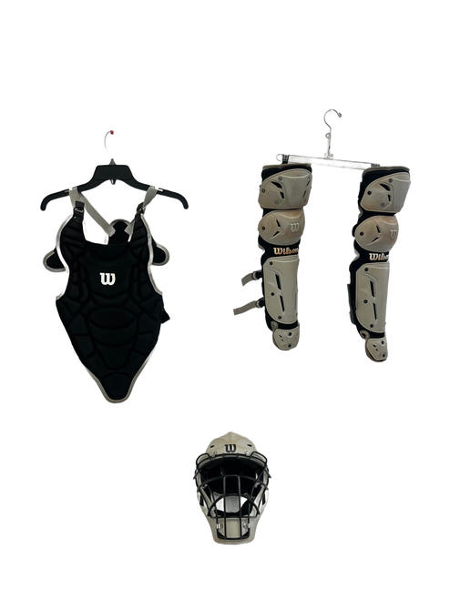 Used Wilson EZ Gear L-XL Catchers Set Grey And Black  11692-S000138742